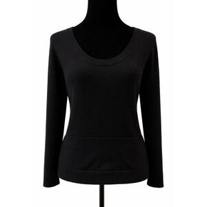 Childress Womens Pullover V-Neck Sweater‎ Size 1 Black Handloomed Cashmere